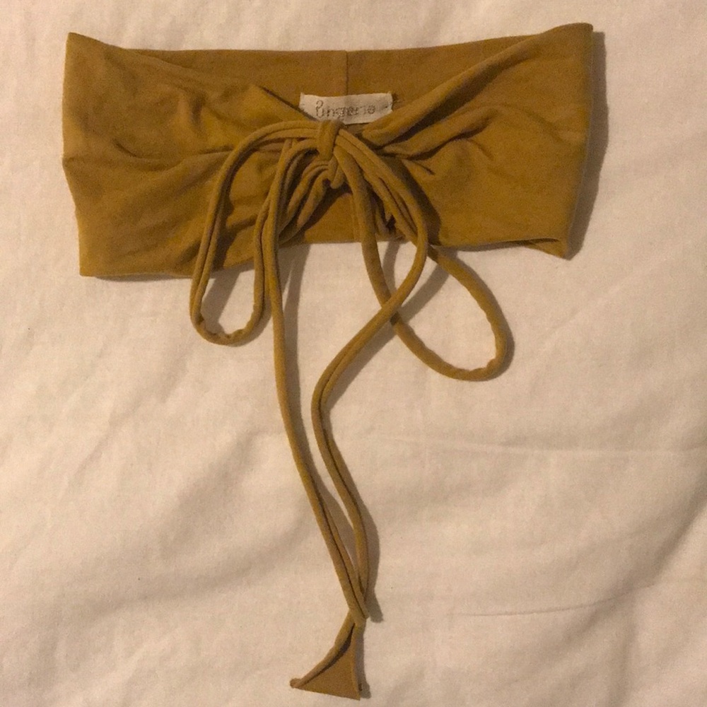 Ochre Green organic cotton tie front bandeau